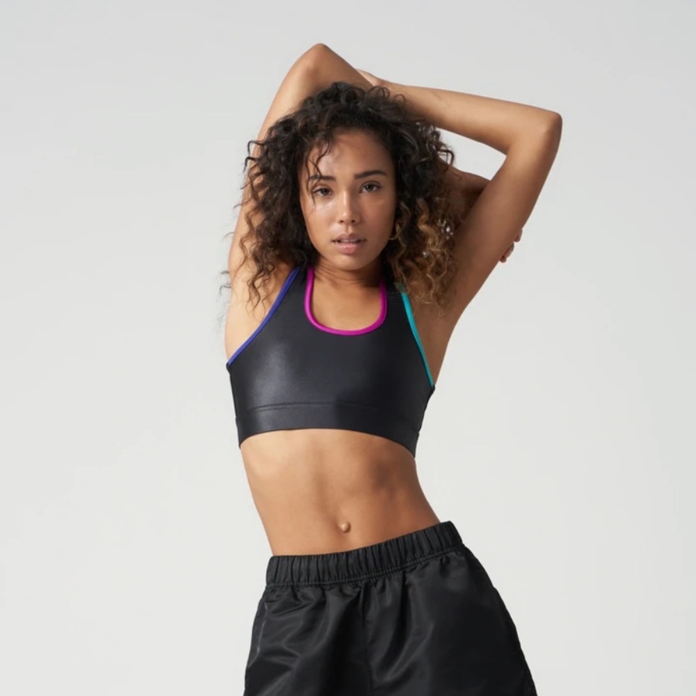 Bandier All Access Black Shine Sports Bra Sz XS NWT